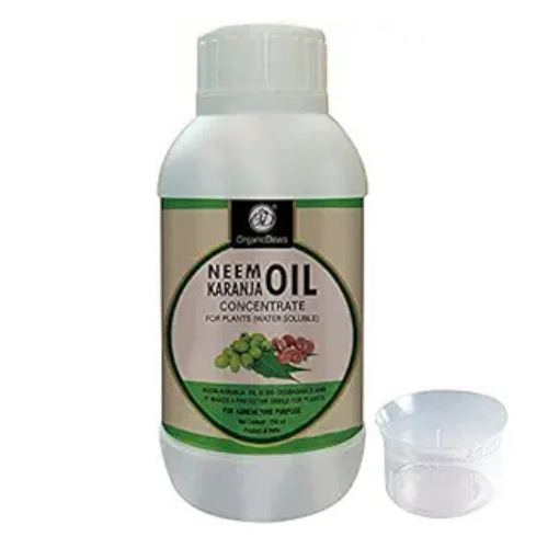 OrganicDews Pure Neem-Karanja Oil (Water Soluble) For Plants 250 ml With Measuring Cup 25 ml - Controls Garden Insects, Fungus Diseases in plant 250 ml